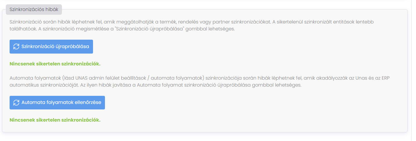 UNAS szinkronizáció