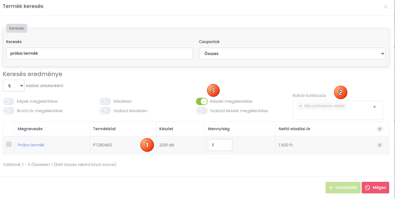 D4S készletes termékkereső